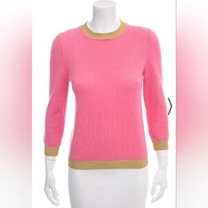 Gucci Pink Cashmere Sweater with Gold Trim Size XS